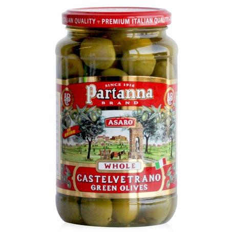 Partanna Whole Green Castlevetrano Olives 9oz.