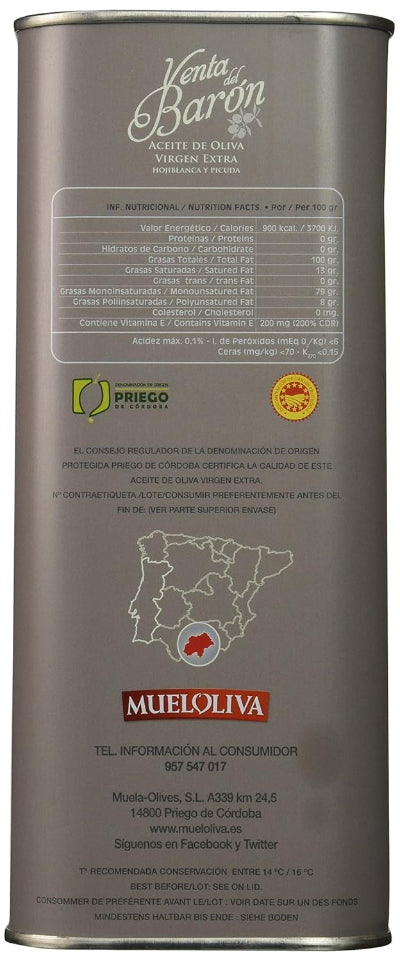 Venta del Baron Spanish Extra Virgin Olive Oil 2.5L