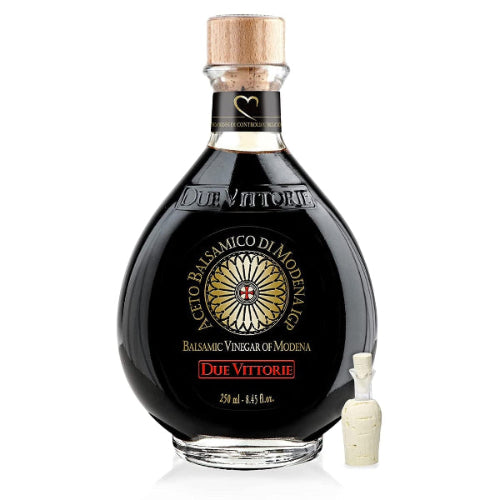 Due Vittorie Oro Balsamic Vinegar bottle from Modena, Italy – premium IGP-certified balsamic on white background