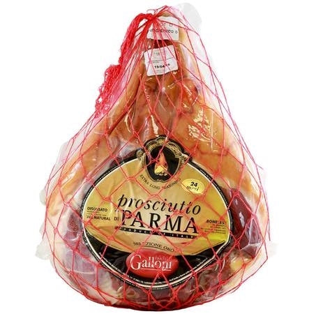 Galloni Prosciutto di Parma sliced on a wooden charcuterie board