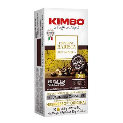Kimbo Italian coffee assortment with espresso, ground, and whole bean blends