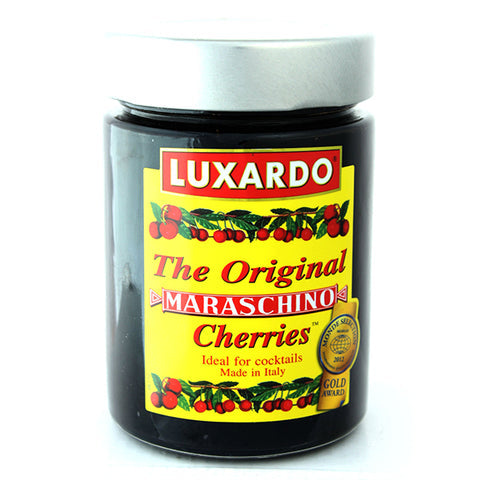 Luxardo Maraschino Cherries and Italian cocktail syrups on display