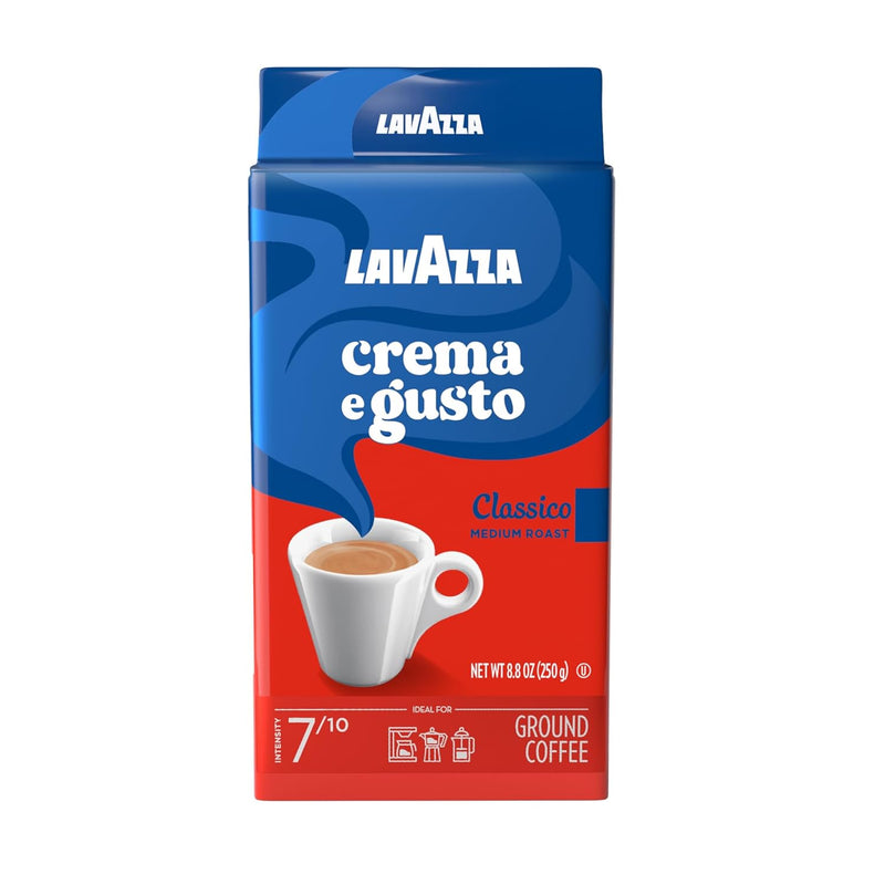 Lavazza Crema e Gusto Ground Coffee, Medium Roast, Arabica and Robusta Blend, 8.8 oz Brick